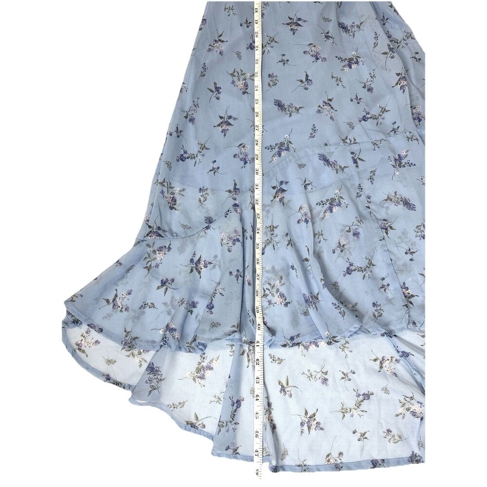 Altar’d State Florentina Dress Small Blue Floral Hi Low Ruffle Wrap Midi NWT - Picture 7 of 8